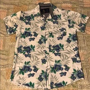Rugby University button up shirt with floral print